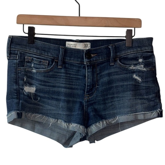 Abercrombie snd Fitch Low Rise Denim Jean Short size 10 Cuffed Distressed - Picture 1 of 6